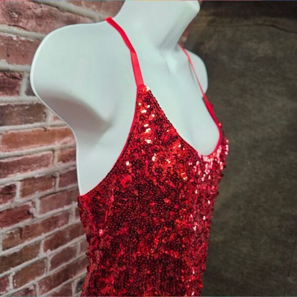 Maner Red Sequin Racerback Dress – Women’s Size Large – Scoop Neck – Sleeveless - Picture 4 of 6